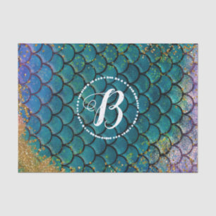 Papel De Seda Escamas de Peixe Sereia Glam Teal Roxo Dourado Bri