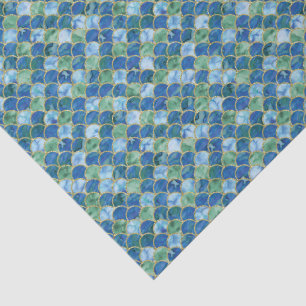 Papel De Seda Escamas de Sereia Dourado Azul & Verde Menta Decou