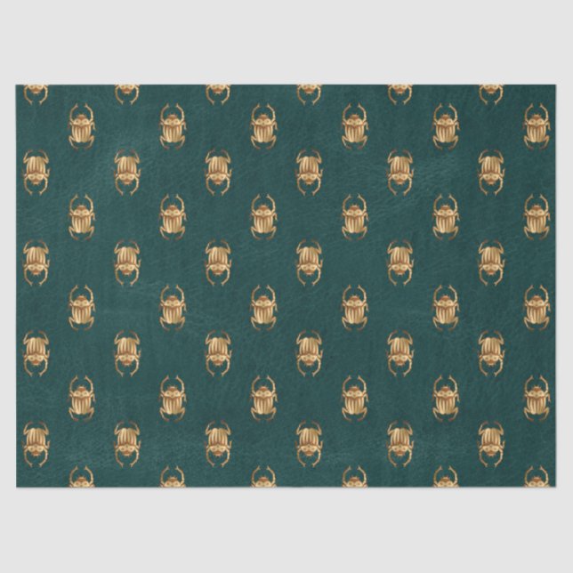 Papel De Seda Escaravelhos de Scarab Egípcios Metálicos Dourados (Frente )