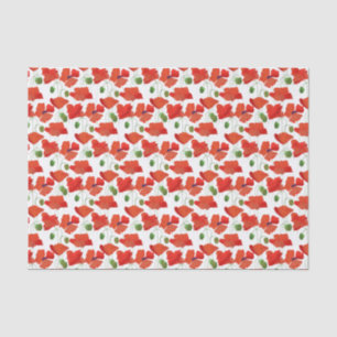 Papel De Seda Escarlate do teste padrão floral das papoilas a