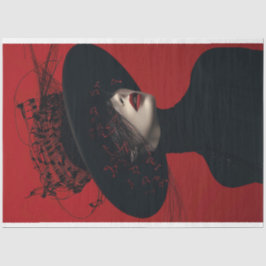 Papel De Seda Escarlate Lady in Black Music Notes Decoupage