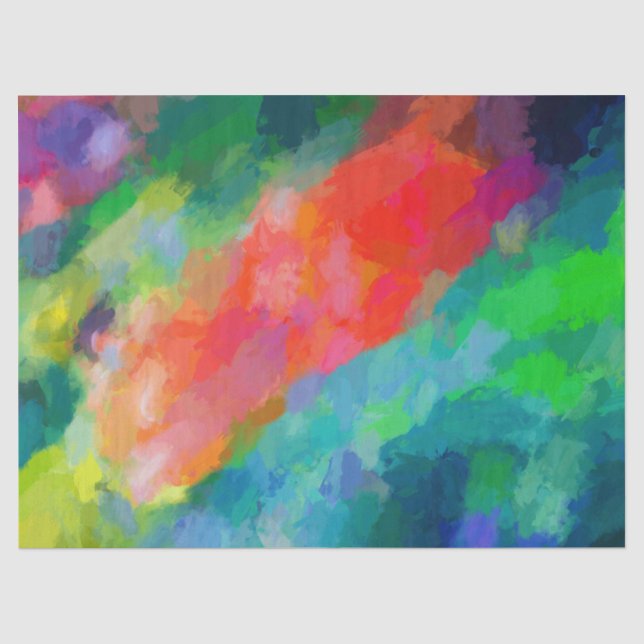 Papel De Seda Escarlate, turquesa e Abstrato verde brilhante (Frente )