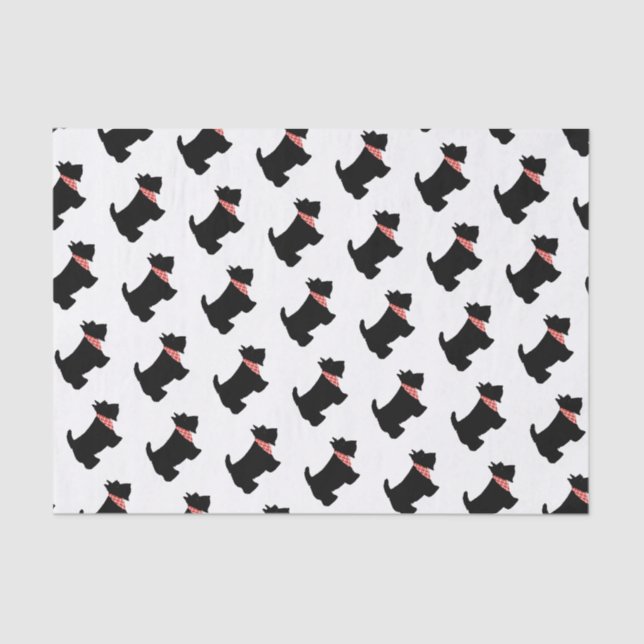 Papel De Seda Escocês Terrier Black Scottie Dog Red Scarf (Frente )