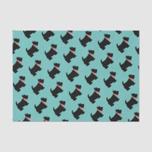 Papel De Seda Escocês Terrier Black Scottie Dog Red Scarf Teal