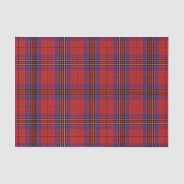 Papel De Seda Escoceses Clan Leslie Red e Blue Tartan (Frente )