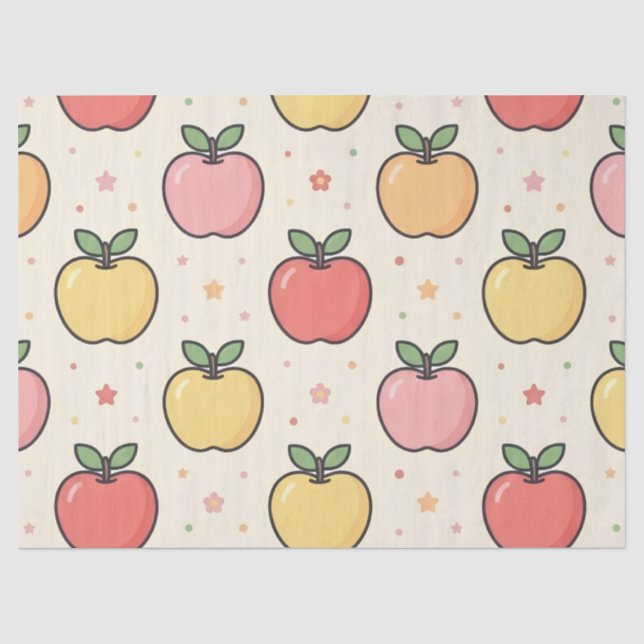 Papel De Seda Escola de Professor Amarelo Padrão de Maçã  (Frente )