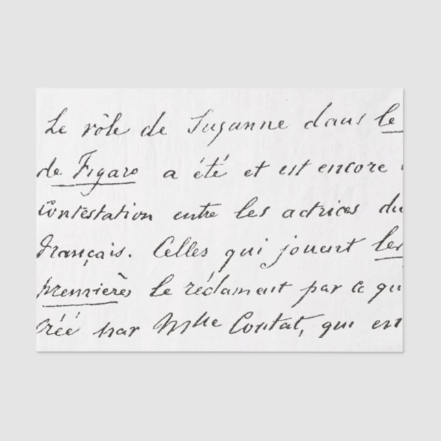 Papel De Seda Escrita em francês - Letra tinteiro (Frente )