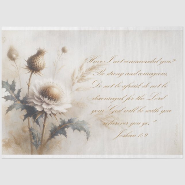 Papel De Seda Escritura promete desligamento do Josh 1:9 (Frente )