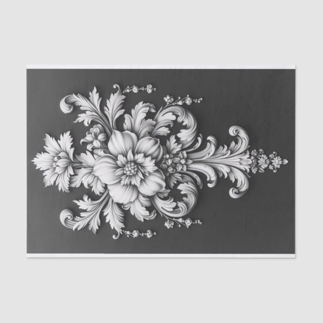 Papel De Seda Escrolagem Floral Elegante (Frente )