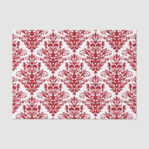 Papel De Seda Escuro - cor damasco elegante vermelha e branca
