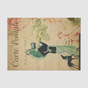 Papel De Seda Esfêmera Francesa Lady Whippet Dog Dissociação Flo