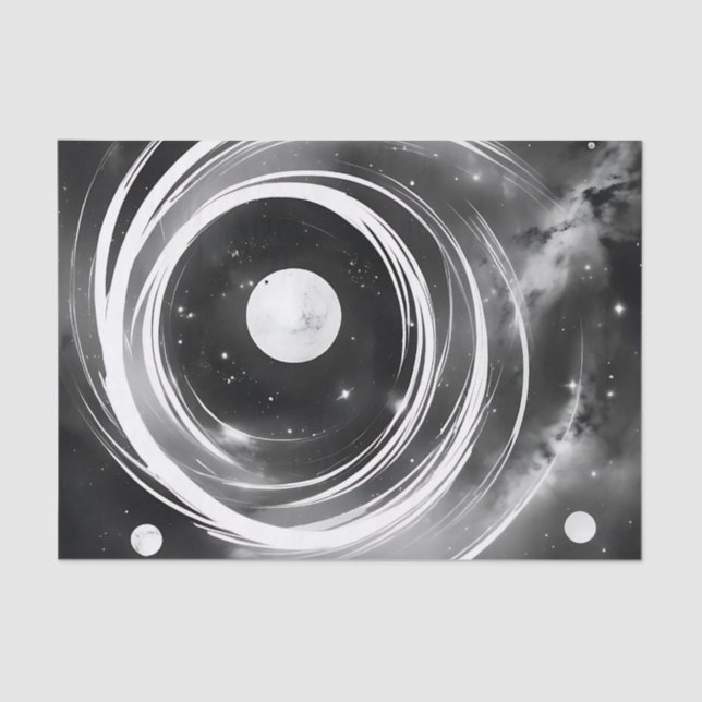 Papel De Seda Espaço Galáctico Negro e Branco (Frente )