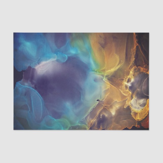 Papel De Seda Espaço Nebula azul Amarelo Álcool Arte (Frente )