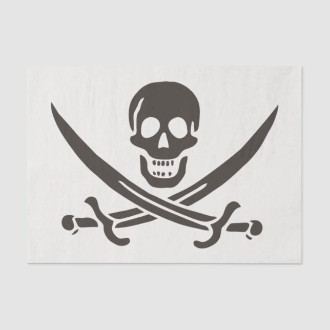 Papel De Seda Espadas do Crânio Obsidiana Bandeira pirata de Cal (Frente )