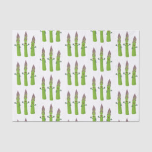 Papel De Seda Espargos lindos cantando cartoon de trio vegetal