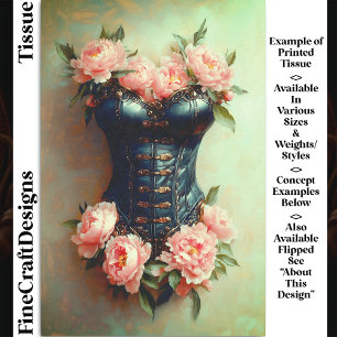 Papel De Seda Espartilho Steampunk & Peônias Rosas Decoupage DF6