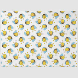 Papel De Seda Espetáculo de abelha feliz e bonito, branco