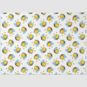 Papel De Seda Espetáculo de abelha feliz e bonito, branco