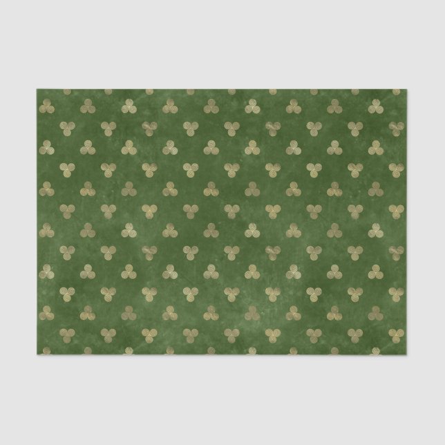 Papel De Seda Espiral Dourado Verde Celta (Frente )