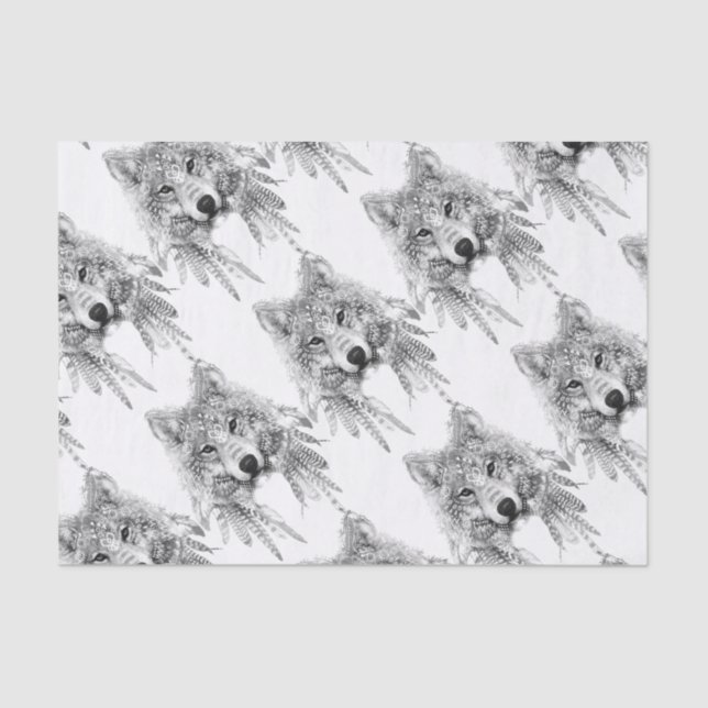 Papel De Seda Espírito tribal do lobo (Frente )