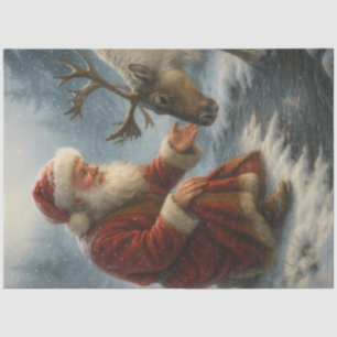 Papel De Seda Espíritos Afins Papai Noel e Rena Decoupage de Inv