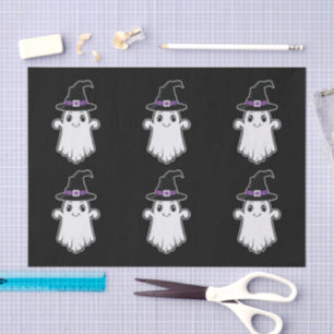 Papel De Seda Espíritos Fantasmas Com Padrão de Chapéus de Bruxa