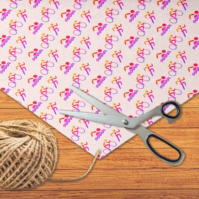 Papel De Seda Esportes de padrão rosa Triathlon (Criador carregado)