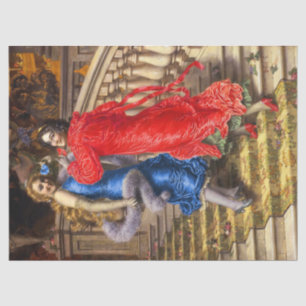 Papel De Seda Esposas De Vintage Em Azul Vermelho Na Decoupage D