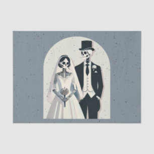 Papel De Seda Esqueleto Cinza Manchado de Halloween Casamento Gó