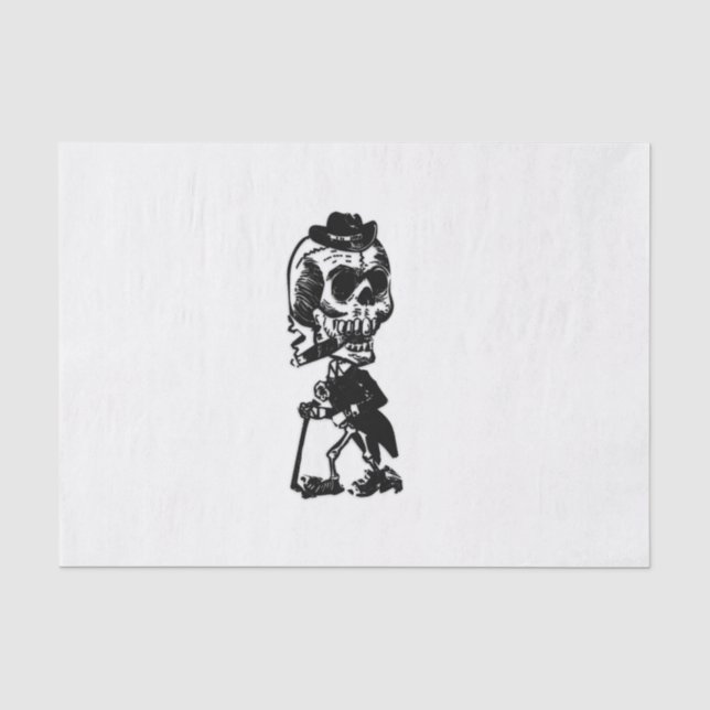 Papel De Seda Esqueleto Fumando Charuto (Frente )