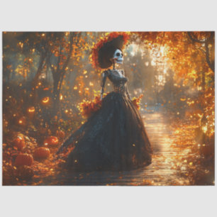 Papel De Seda Esqueleto Gótico de Dissociação Elaborado Vestido