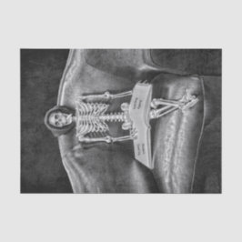 Papel De Seda Esqueleto Gótico Vintage Preto E Branco