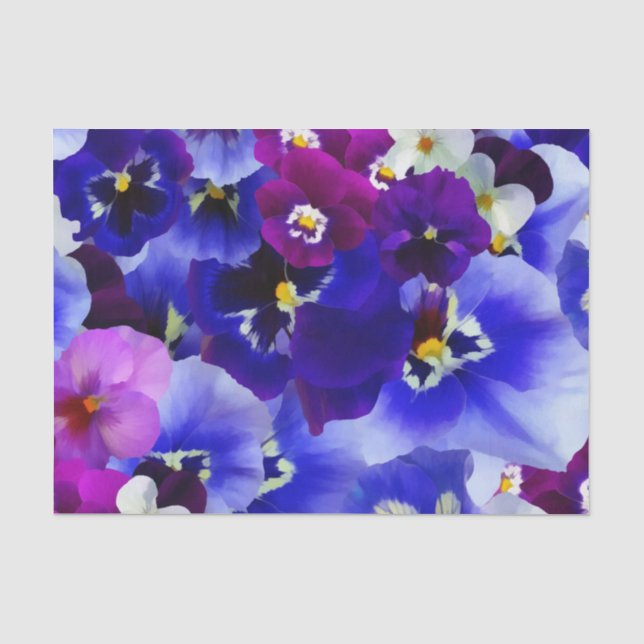 Papel De Seda Esquema de Flor Azul (Frente )