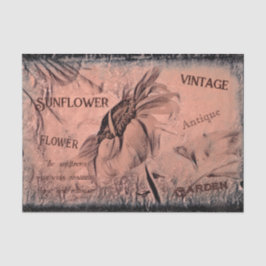 Papel De Seda Esquema de girassol Sepia Vintage Ephemera antiga