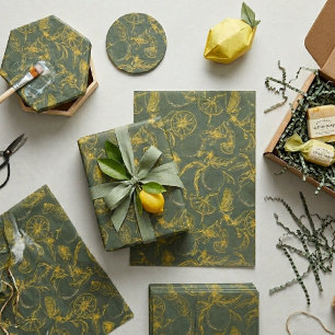 Papel De Seda Esquema de limão verde e amarelo