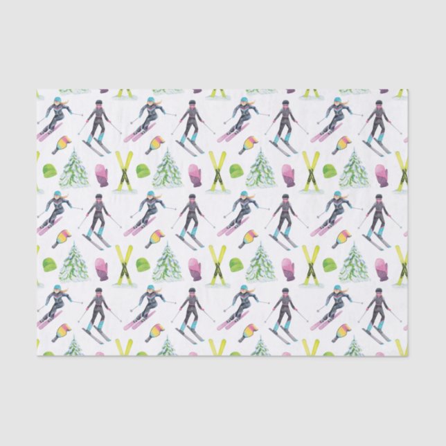 Papel De Seda Esqui de Aquarela (Frente )