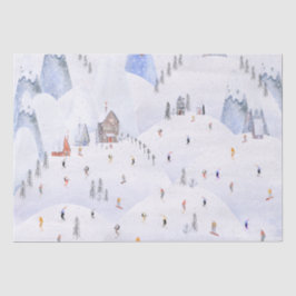 Papel De Seda Esqui De Natal Para Esquiadores De Montanha Snowy