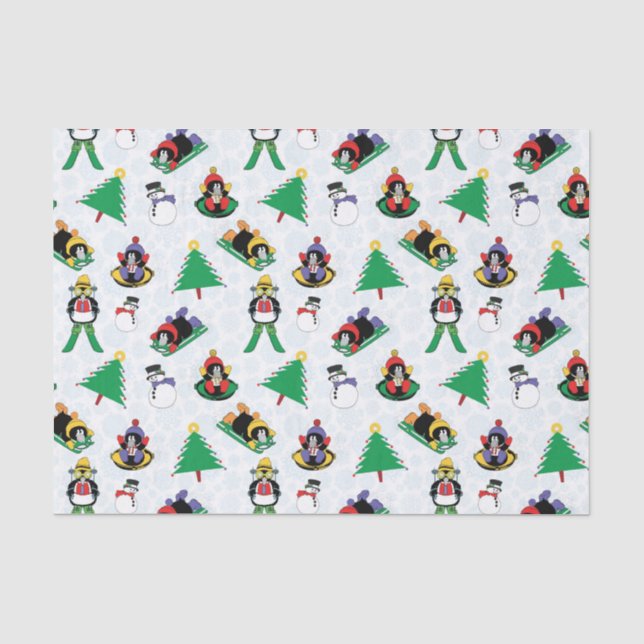 Papel De Seda Esqui de pinguim de Natal (Frente )