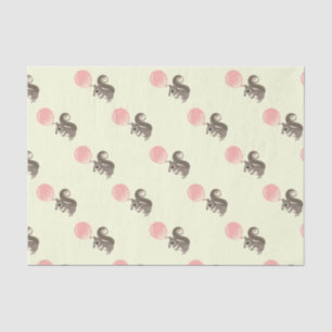 Papel De Seda Esquilo com balão cor-de-rosa