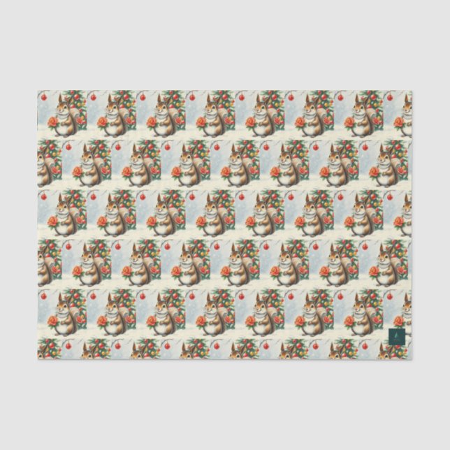 Papel de Seda Esquilo de Natal Vintage (Frente )