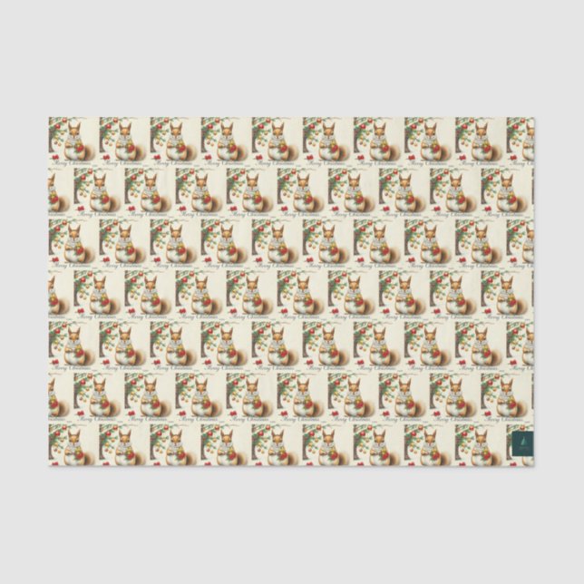 Papel de Seda Esquilo de Natal Vintage (Frente )