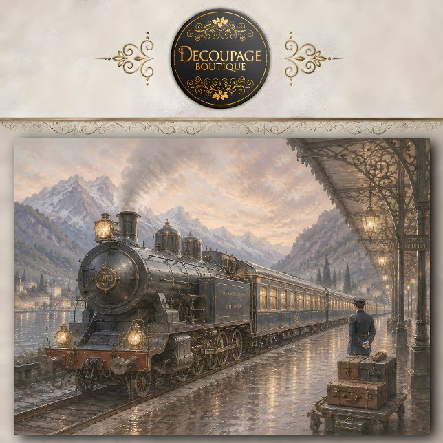 Papel de Seda Estação de Trem Vintage (Vintage Train Station Tissue Paper)