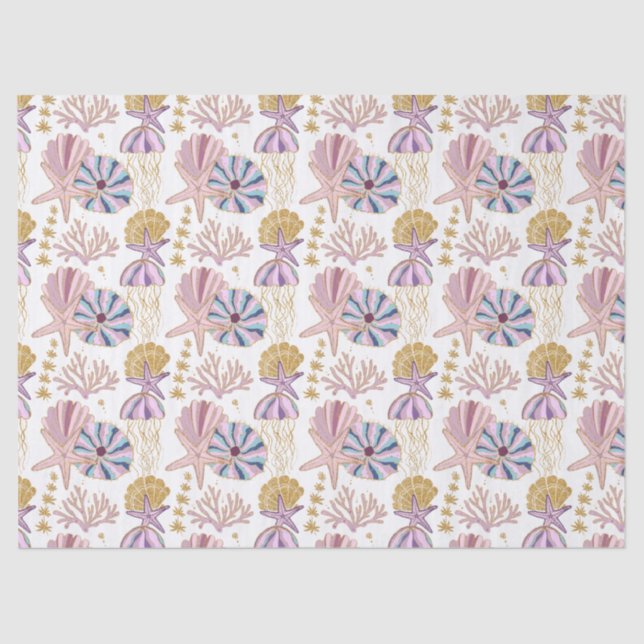 Papel De Seda Estaleiro Seashell Azul Roxo - Nuvem Náutica (Frente )