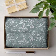 Estampa Botânica Elegante Reverie em Verde Azul Ch
