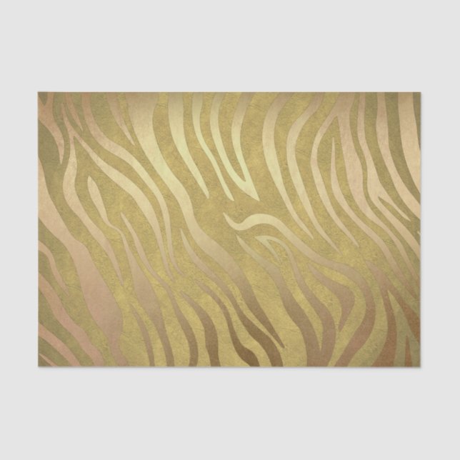 Papel De Seda Estampa de Zebra em Bronze Dourado Safari Glam da  (Frente )