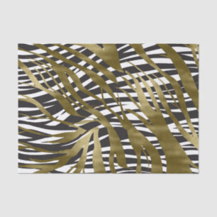 Papel De Seda Estampa de Zebra Preto e Dourado Safari Chic Glamo