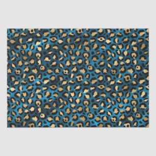 Papel De Seda Estampa Ousada de Leopardo Azul Estilo Animal Gl