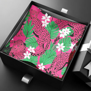 Papel De Seda Estampa Tropical Sem Costura de Leopardo Rosa Vibr