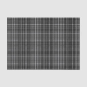 Papel De Seda Estampa Xadrez com Padrão Tartan Preto e Cinza