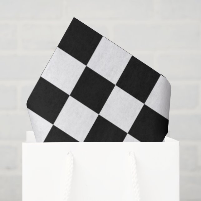 Papel De Seda Estampa Xadrez Preto e Branco (Sacola de presentes)
